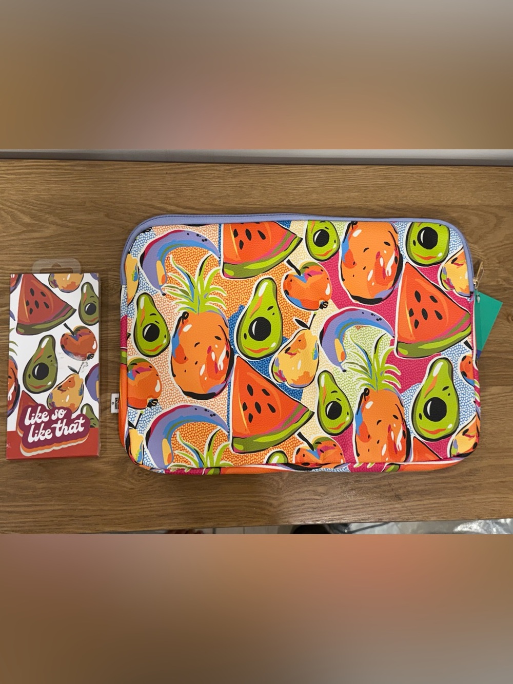 Tabitha Laptop Sleeve Fruit Pattern Sleeve - Orange, Green, Purple, Pink, Blue